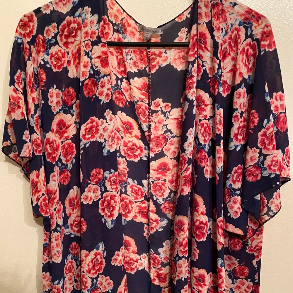 Blue floral kimono